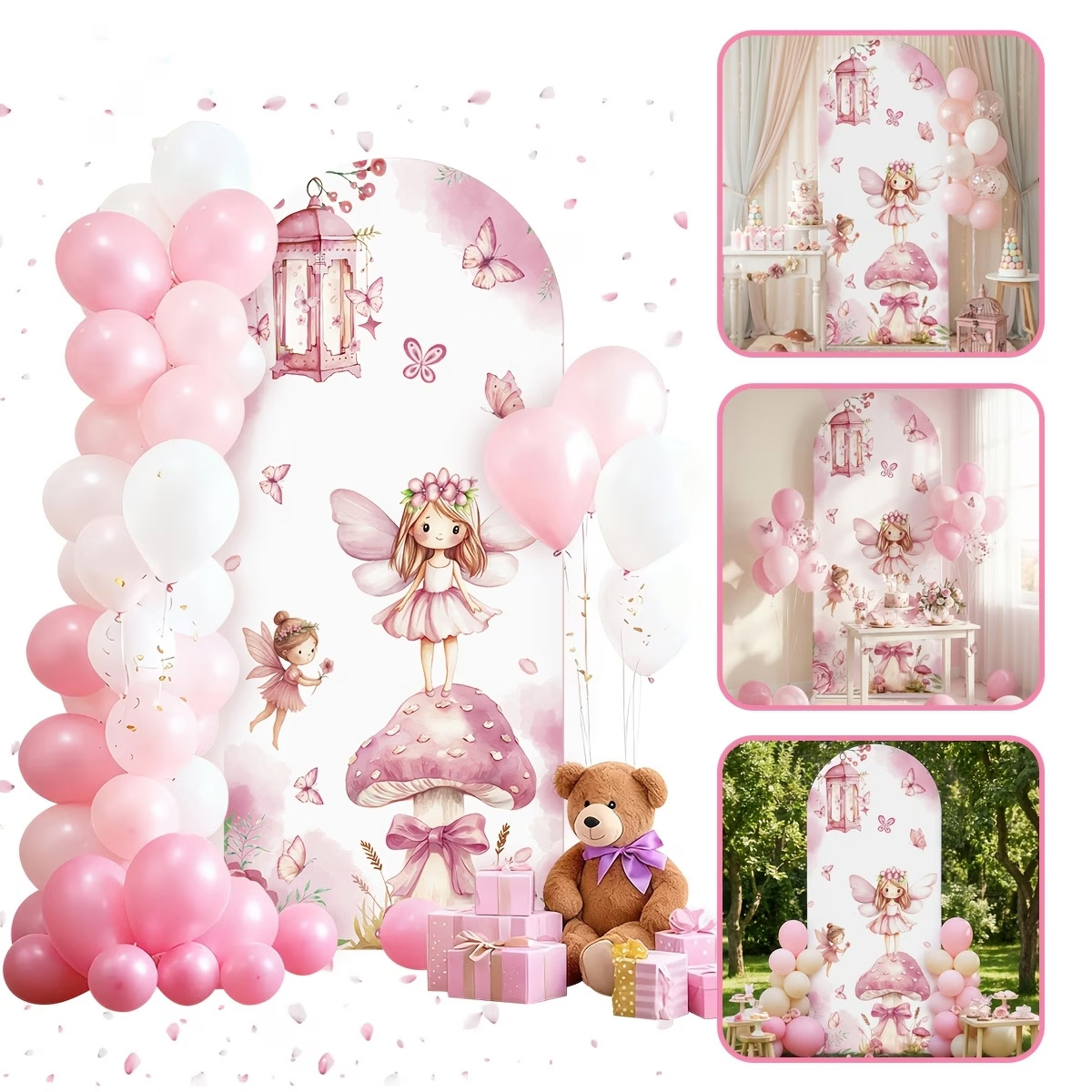 Dessert Table Backdrop - Tło z wróżkami i grzybami, słodka