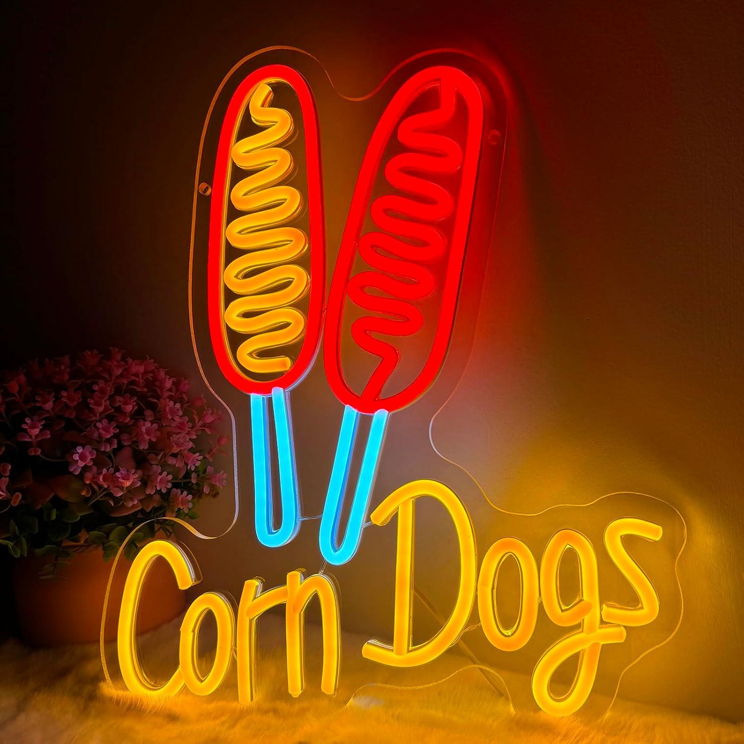 Neon Sign Party - Neonowy szyld Corn Dog, przekąska, ściemnialne