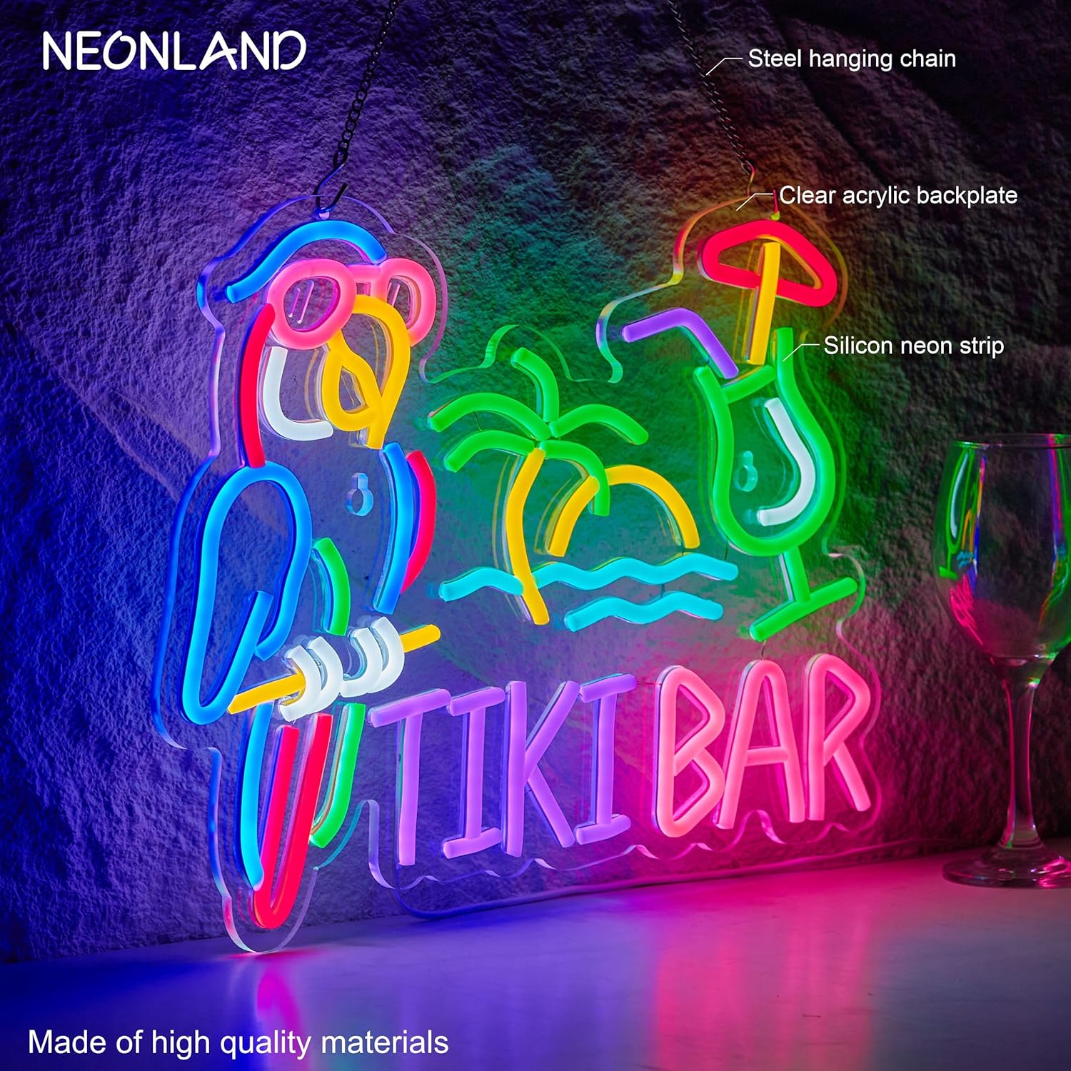 Neonowy Znak Tiki Bar Papuga P – Neon Sign Party recenzja i cena