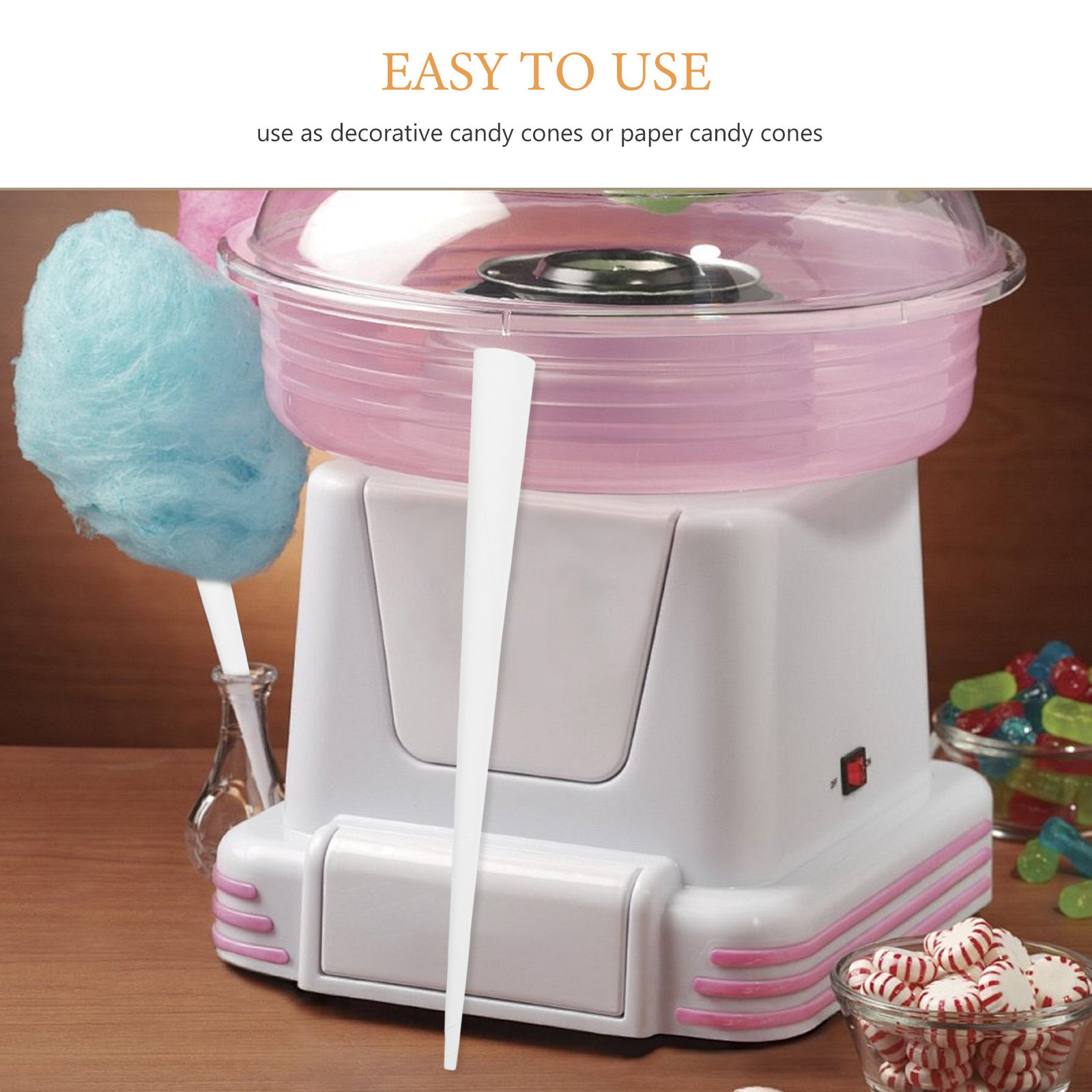 20 szt. Papierowe patyczki do  – Cotton Candy Cone recenzja i cena